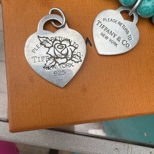 Tiffany & Co. Silver Heart large with rose engraved by Tiffany 1.5 inches